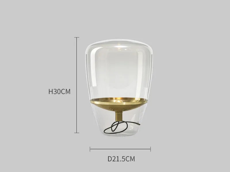 Scandinavian minimalist glass table lamp with iron lampshade in gold, grey, rose gold, or white