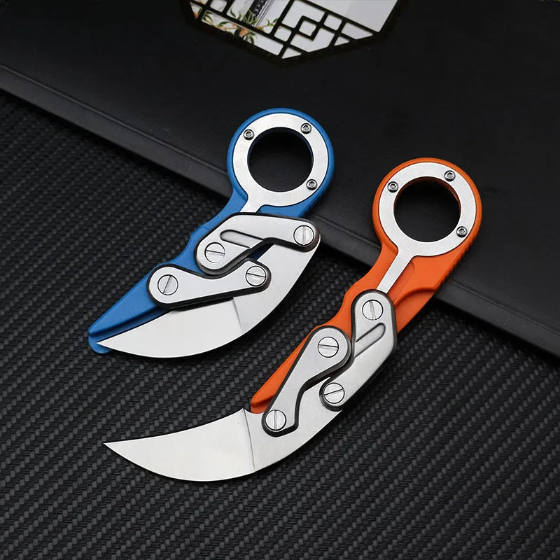 Mechanical claw knife 156mm high hardness straight blade in black colour for outdoor camping