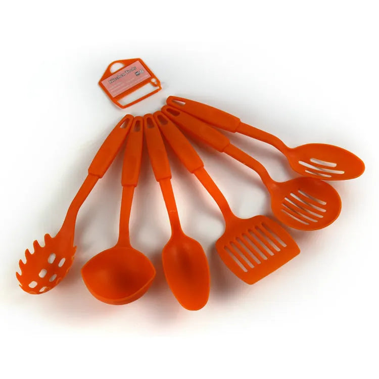 Black rubber kitchen shovel and spoon utensil set for non-stick pans