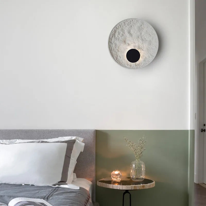 White modern iron wall lamp in 300mm or 500mm size for bedroom.