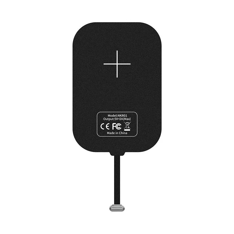 Nillkin wireless charging receiver with foldable stand showing smartphone charging position