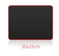 Large black and red seaming rubber mouse pad with wrist guard on desk