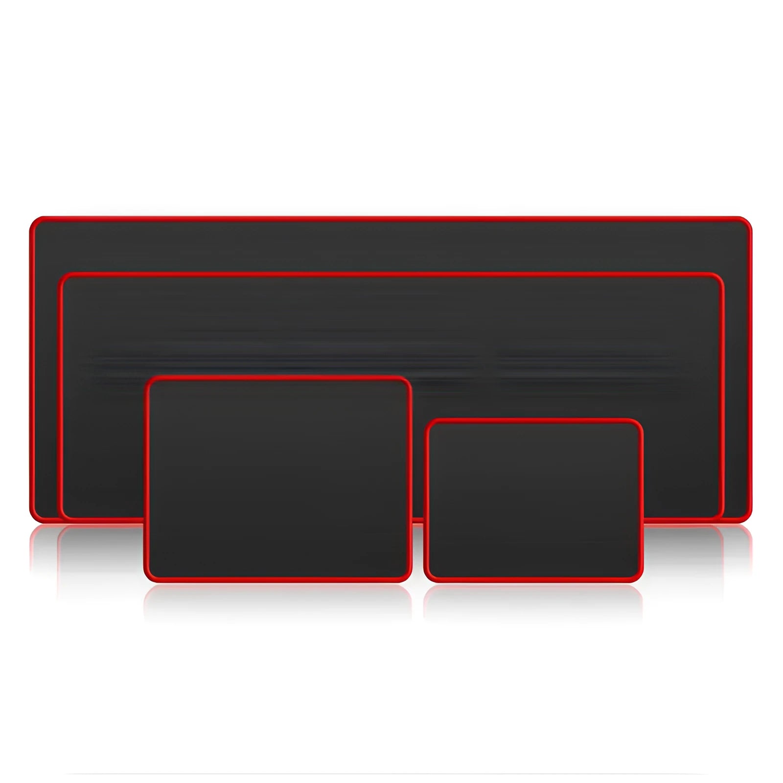 Large black and red seaming rubber mouse pad with wrist guard on desk