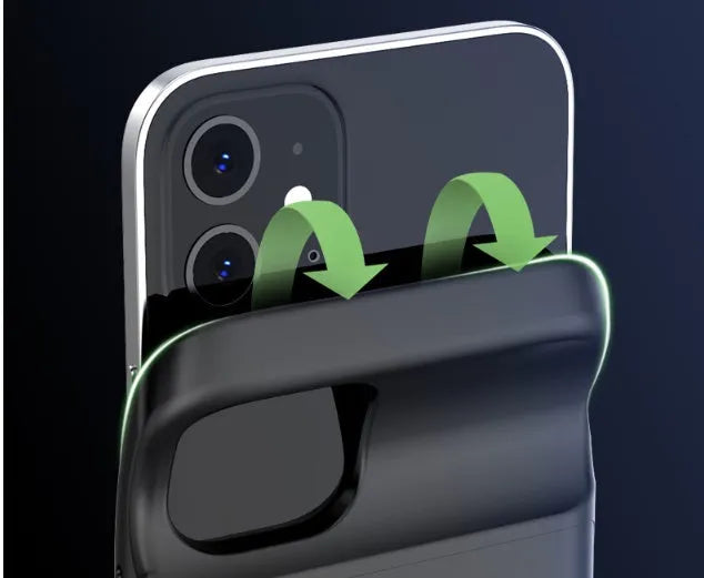 Black ultra-thin TPU soft case wireless back clip battery for iPhone 12 with multi-USB ports