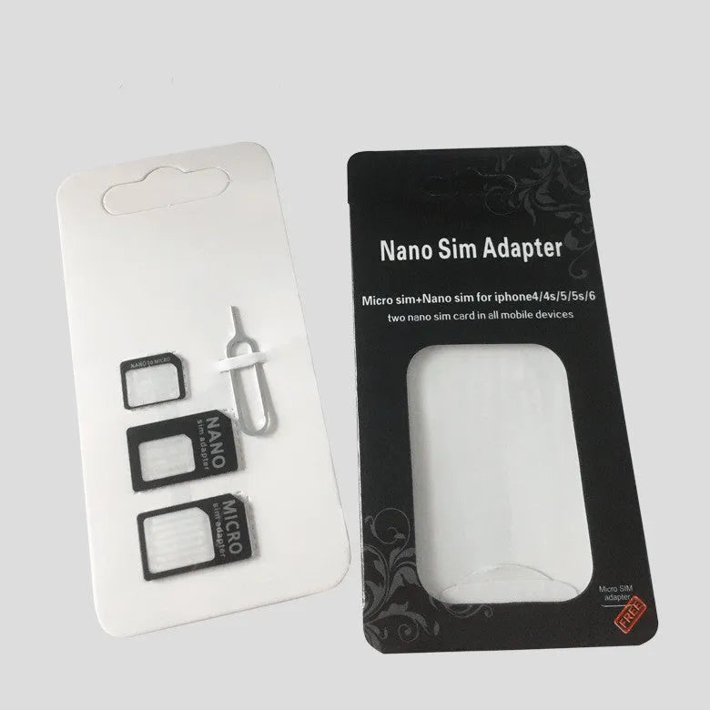 Black PVC SIM card holder with four-in-one conversion sleeve for mobile phone cards