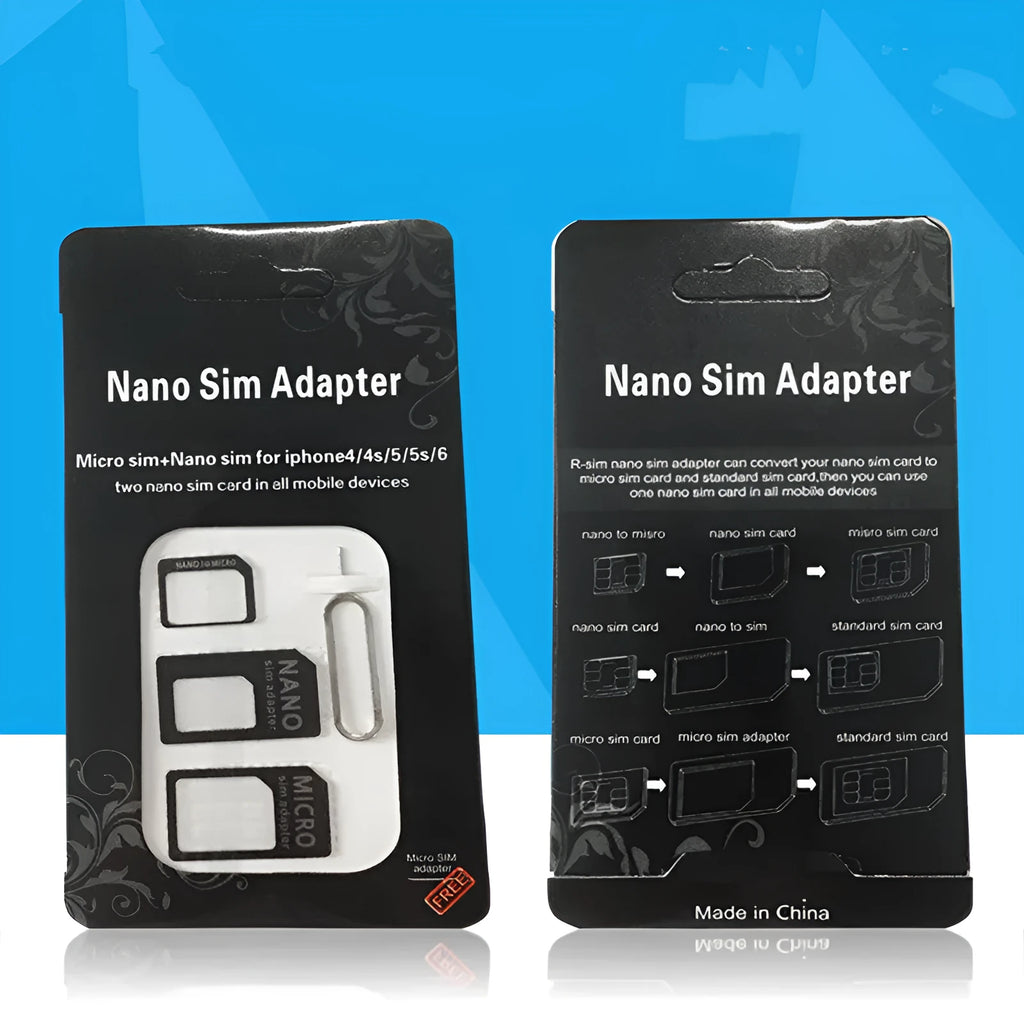 Black PVC SIM card holder with four-in-one conversion sleeve for mobile phone cards