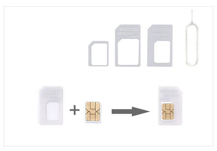 Black PVC SIM card holder with four-in-one conversion sleeve for mobile phone cards