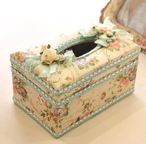 Ceramic jewellery and tissue box organiser in bright pink colour.
