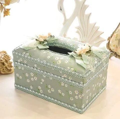 Ceramic jewellery and tissue box organiser in bright pink colour.