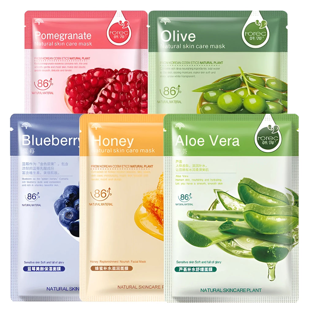 Plant care mask single chip 30g non blood orange face mask sheet with aloe, blue, blueberry, cucumber, honey, olive, pomegranate, yellow options
