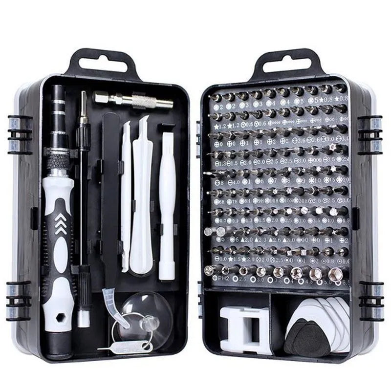 135-in-1 mobile phone and watch repair screwdriver set with S2 steel bits and handle options