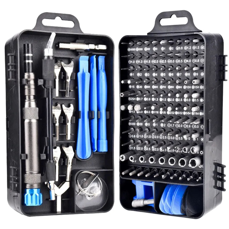 135-in-1 mobile phone and watch repair screwdriver set with S2 steel bits and handle options