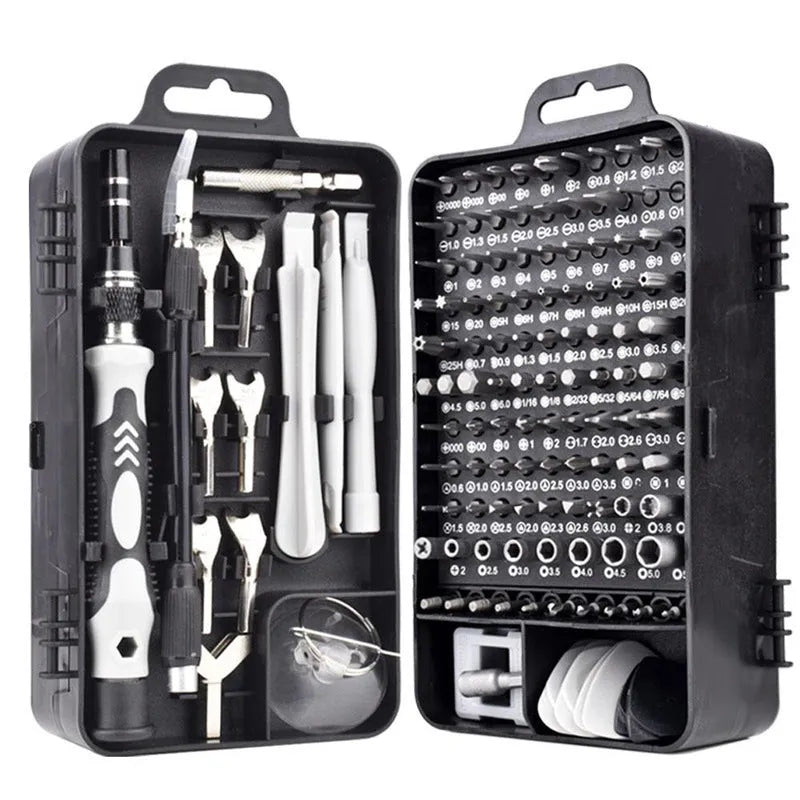 135-in-1 mobile phone and watch repair screwdriver set with S2 steel bits and handle options