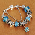 Multi-strand beaded bracelet with alloy, glazed, and crystal beads in six colour options and 18-21cm lengths