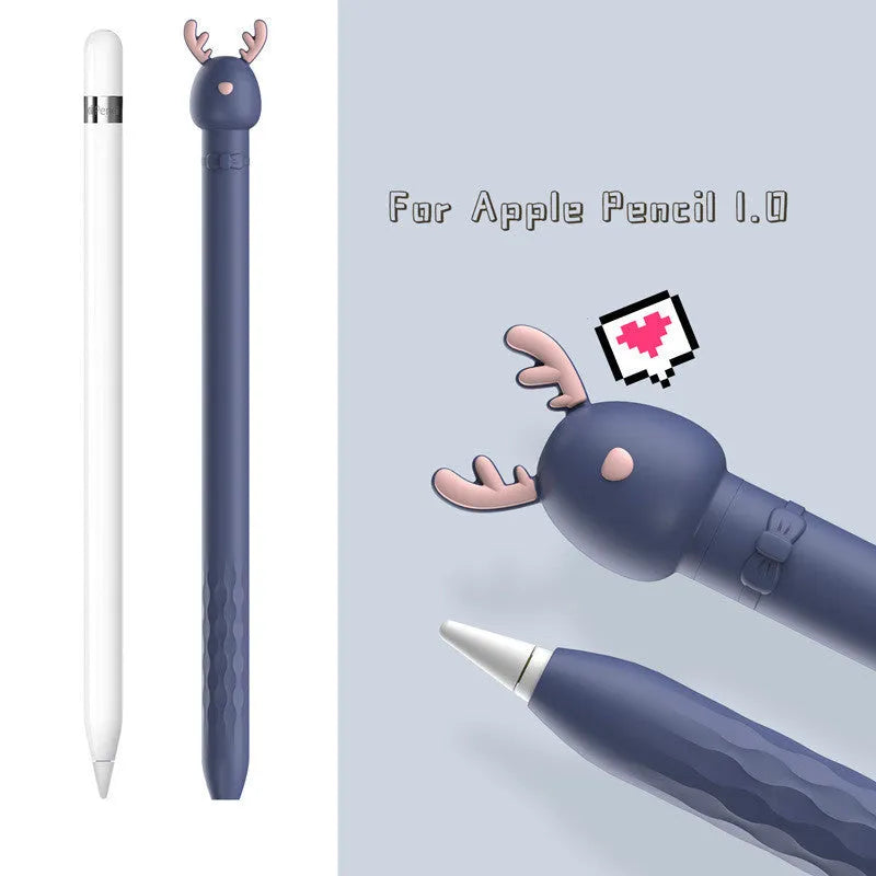 Silicone Apple pen case in wallet style, cartoon solid colour, protecting pencil