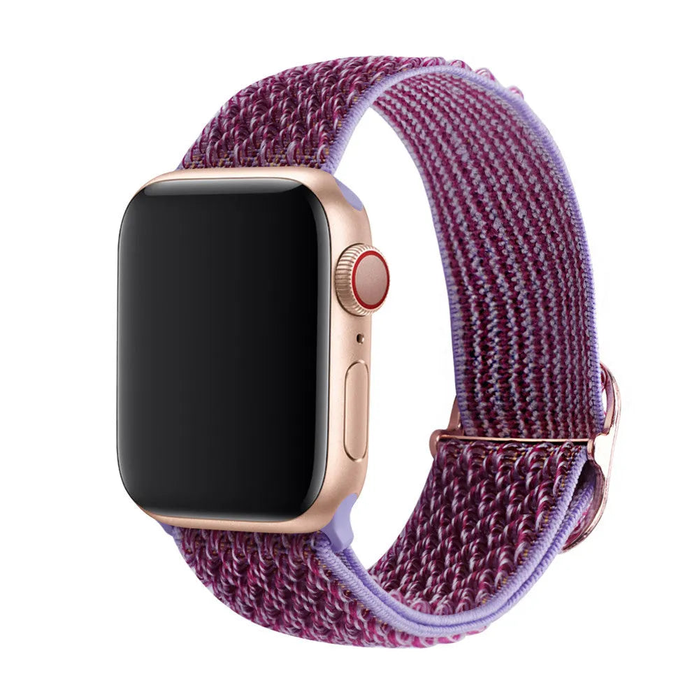 Braided wave-pattern nylon strap with elastic closure for Apple Watch, shown in spearmint ice colour.