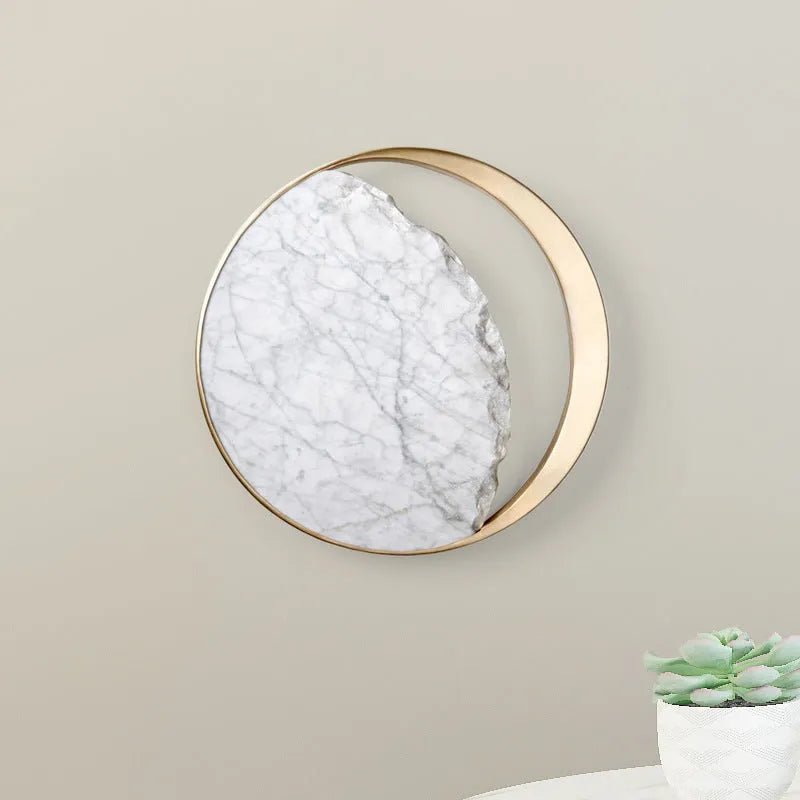 Marble and copper eclipse design wall lamp with round 25cm diameter shape