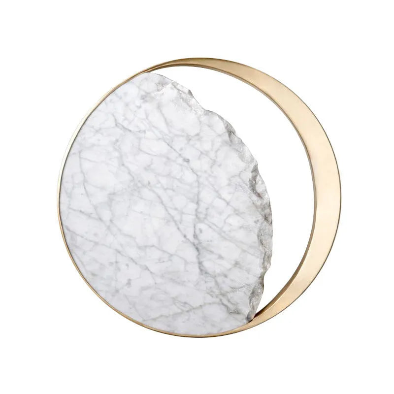 Marble and copper eclipse design wall lamp with round 25cm diameter shape