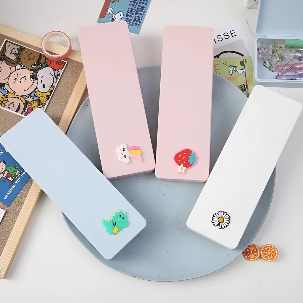 PVC candy colour cartoon pencil case in bright colour, waterproof and dirt resistant, simple design on plain background