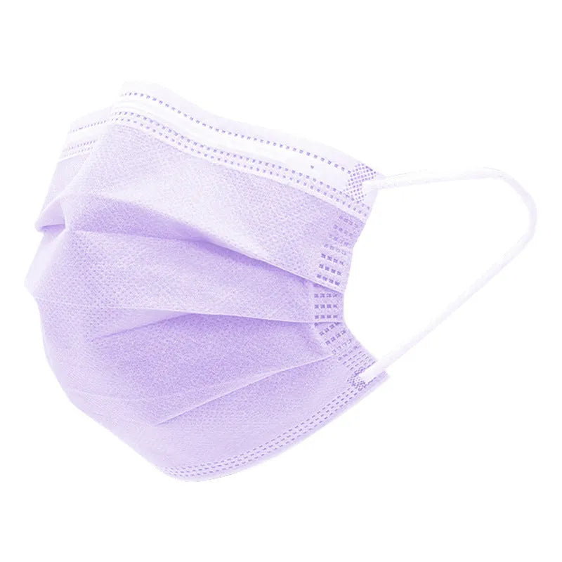 Disposable 3-ply face mask in light blue with ear loops, 175mm x 95mm non-woven fabric