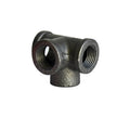 Galvanised steel four-way pipe fittings with malleable iron construction in three diameter sizes