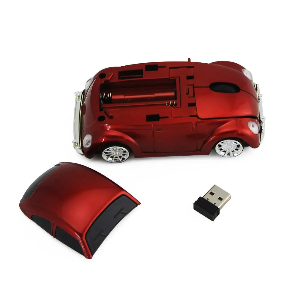 Beetle wireless optical computer mouse in four colour options showing 2.4g wireless design