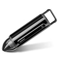 Black portable car vacuum cleaner with ABS body and wireless charging base