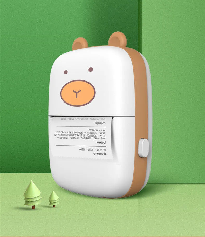 White pocket Bluetooth thermal printer for wrong problem learning, size 98x128x65mm