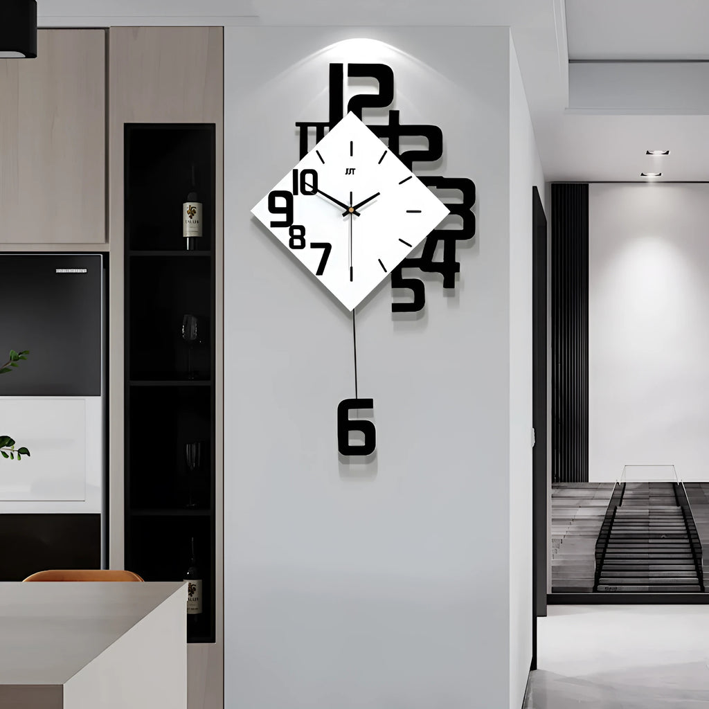 15-inch round digital wall clock with black density board frame and digital display