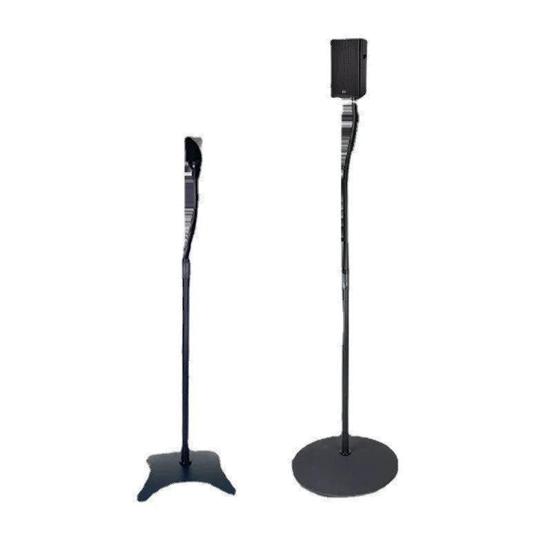 Black tripod speaker stand with hanger rack for satellite bookshelf speakers