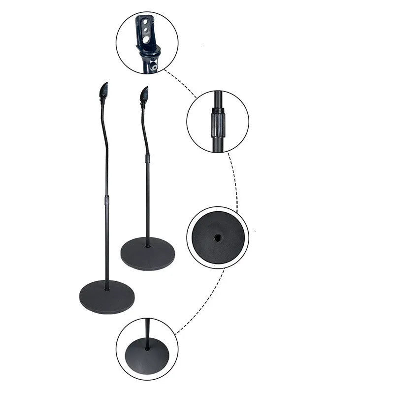 Black tripod speaker stand with hanger rack for satellite bookshelf speakers