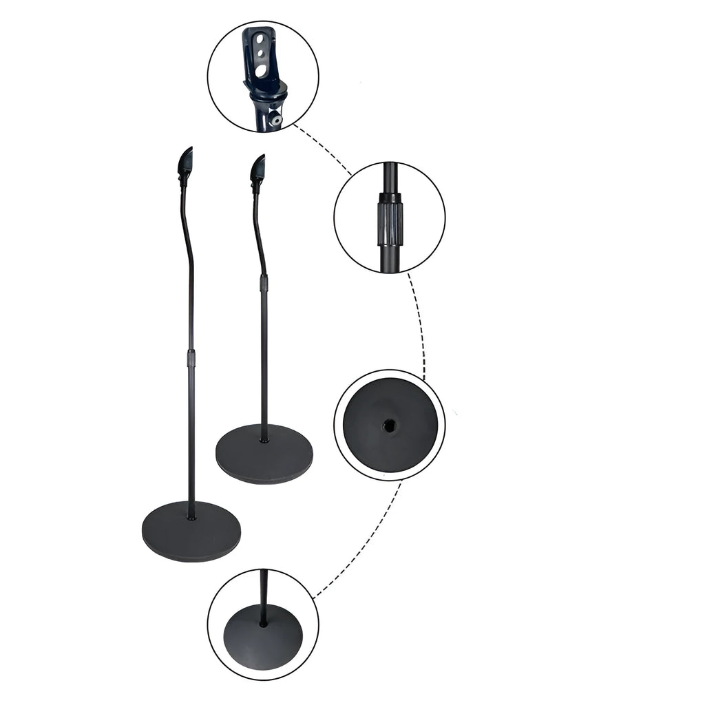 Black tripod speaker stand with hanger rack for satellite bookshelf speakers