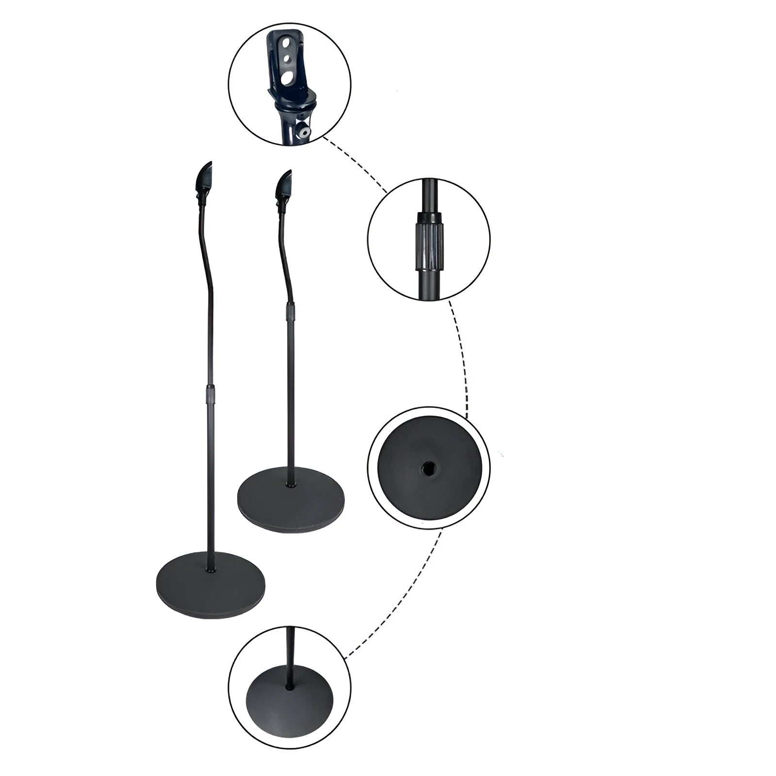 Black tripod speaker stand with hanger rack for satellite bookshelf speakers