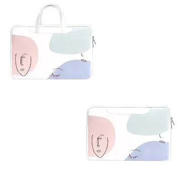 Blue waterproof PU leather laptop bag for a 15.6-inch notebook with a soft carry handle.