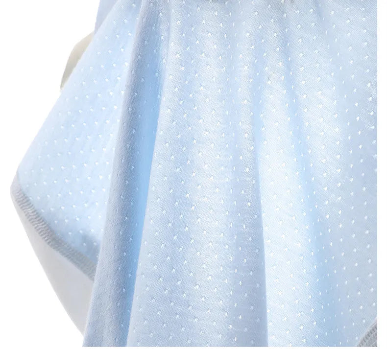 Clear water blue short sleeve cotton baby bodysuit with cartoon print on white background