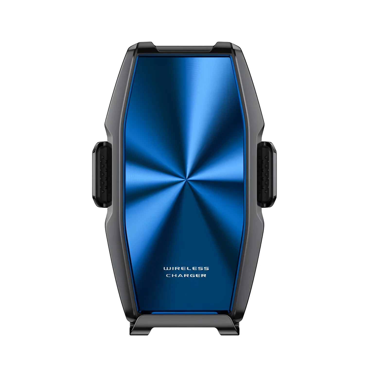 Blue car wireless charger with mobile phone holder showing charging indicator light