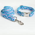 Blue mermaid collar leash dog leash with towing rope on a white background
