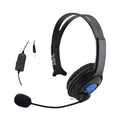 Black PS4 wired gaming headset with adjustable headband and 3.5mm audio plug