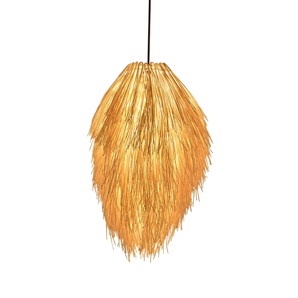 Rattan pine cone design chandelier with adjustable height up to 1 metre and 300mm diameter