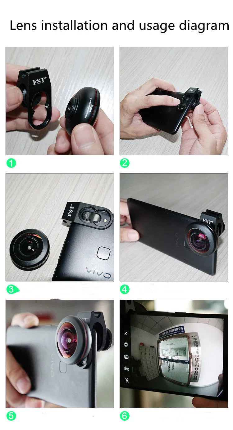 Factory direct mobile phone external lens set with portrait, fisheye, wide-angle, and macro lenses for smartphone photography
