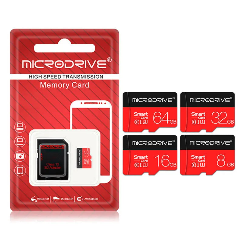 Black TF micro-SD memory card with Class 10 label next to SD card holder