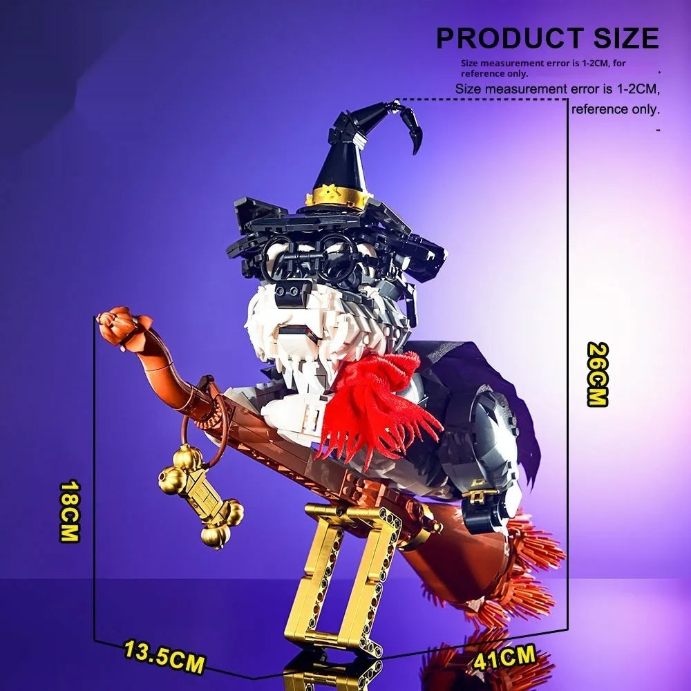 Black plastic small particle building block schnauzer model in colour box packaging