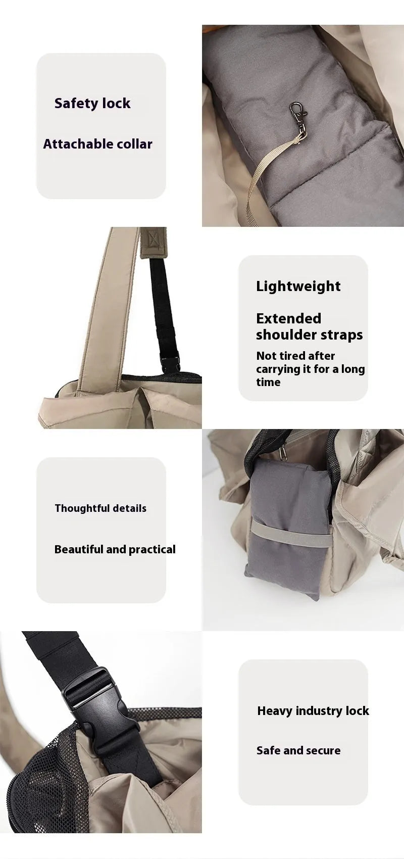 Apricot-coloured cloth pet carrier handbag for small dogs and cats showing medium size