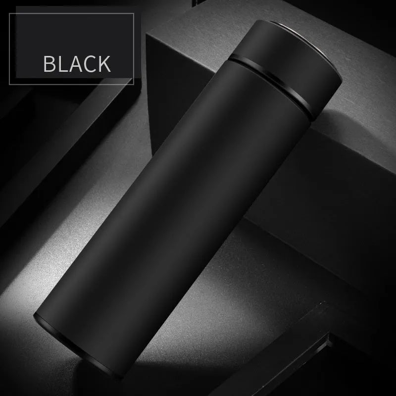 450ml stainless steel vacuum water bottle with arrow mouth in black, red, gold, and blue colour options.