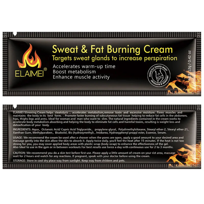 Fat burning fever cream in black tube for weight loss and slimming heat-activated topical application