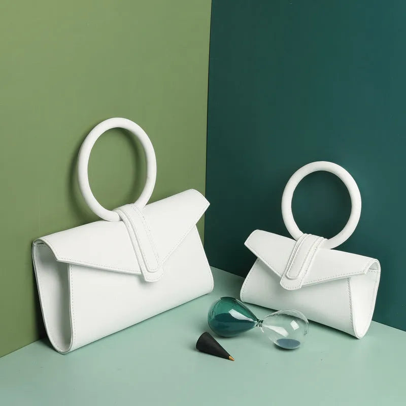 Women's one-shoulder diagonal small pocket envelope bag in cowhide with polyester lining, candy colour