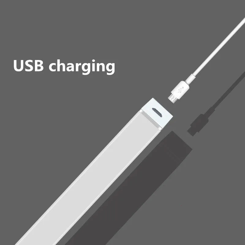 USB rechargeable magnetic LED closet light with motion sensor on a metal surface.