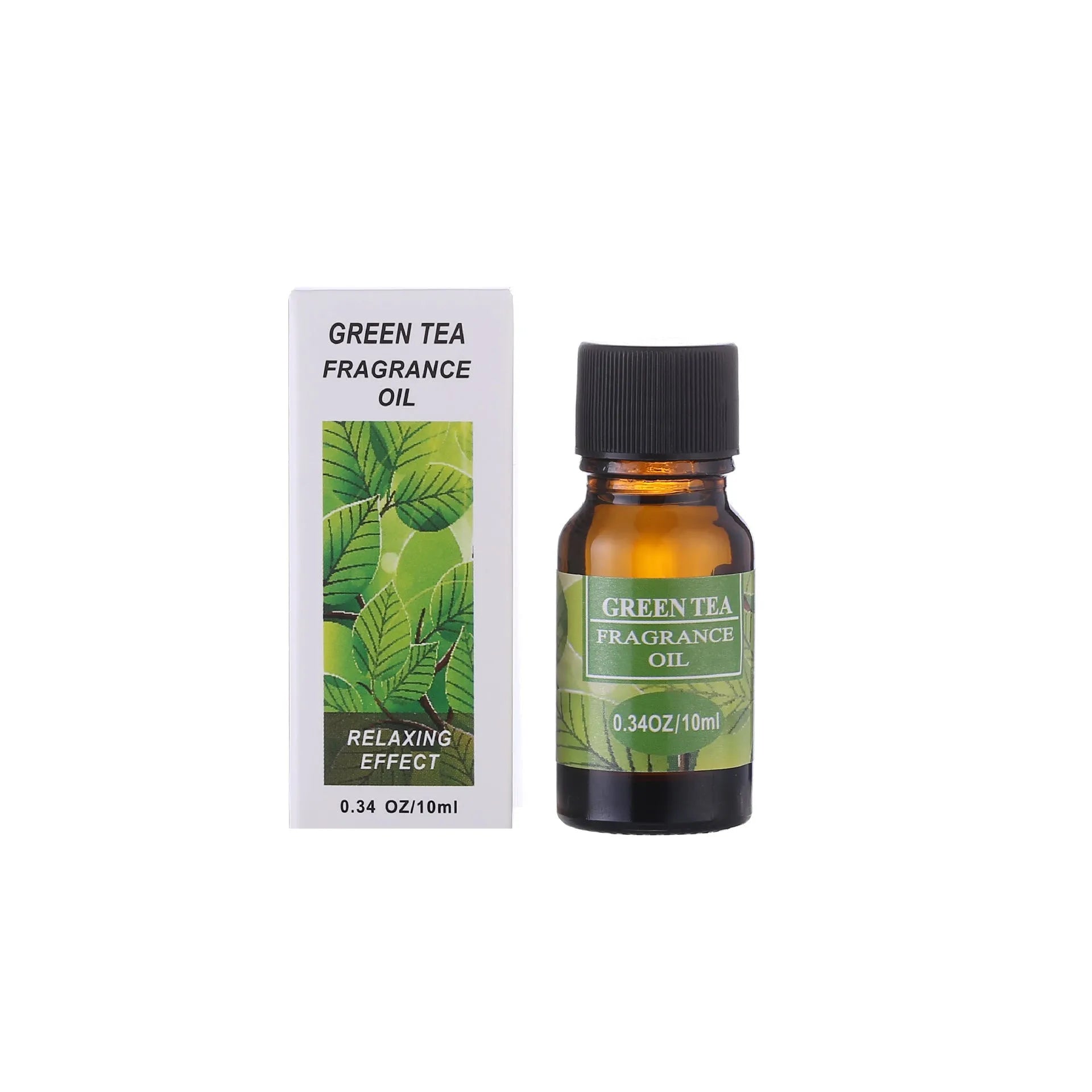 Set of 12 small glass bottles of aromatherapy essential oil, 10ml each, with labels showing Lavender, Rose, Lemon, and other fragrances.