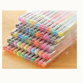 100 assorted colour gel pens with plastic barrels and dual 0.5mm and 1mm tip sizes.