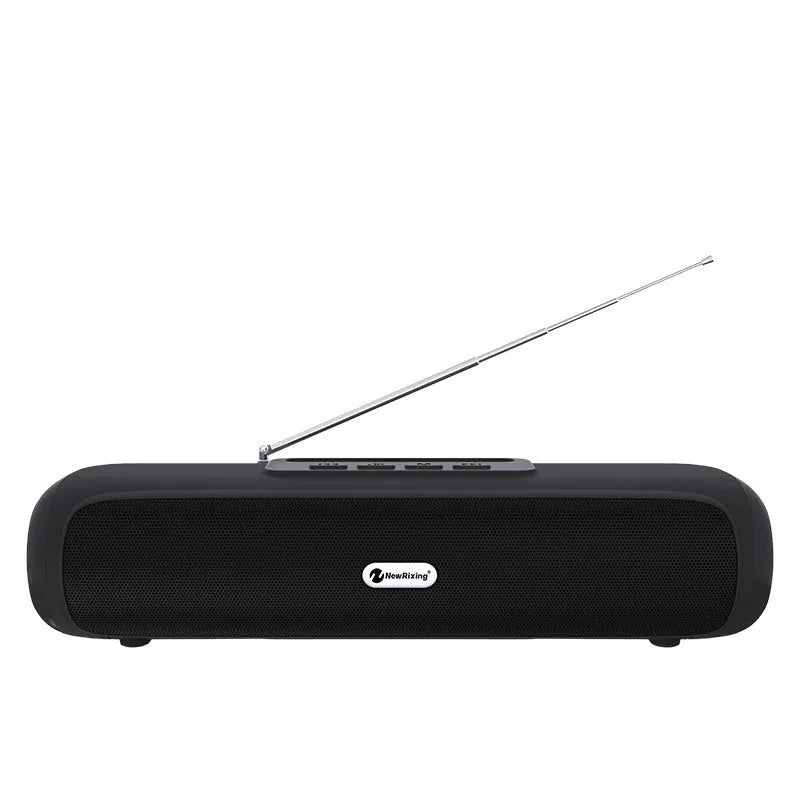Wireless desktop subwoofer speaker in long strip design with metal grille